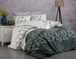 L'essentiel linge de maison Lucca - Grey Juego de Funda de Edredón Doble Ranforce de Algodón 100%